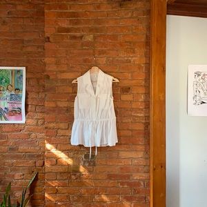 White Cinched-waist Blouse